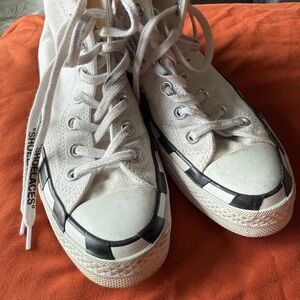 Converse Off-White High Tops with Black Text